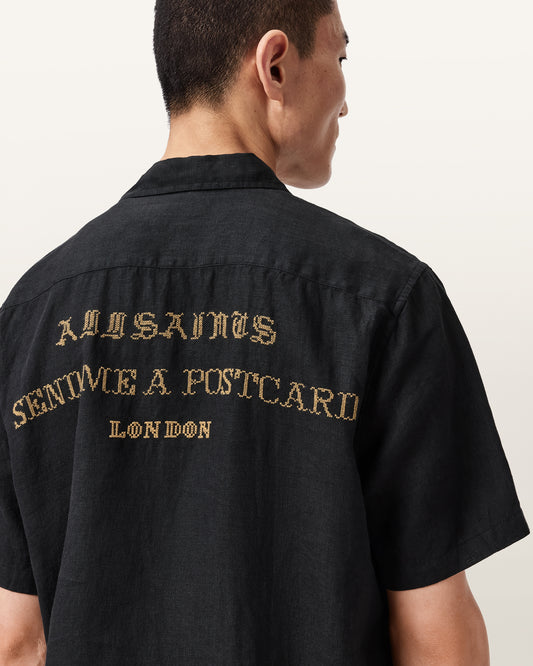 Jet Black Color Dunloe SS Shirt from AllSaints