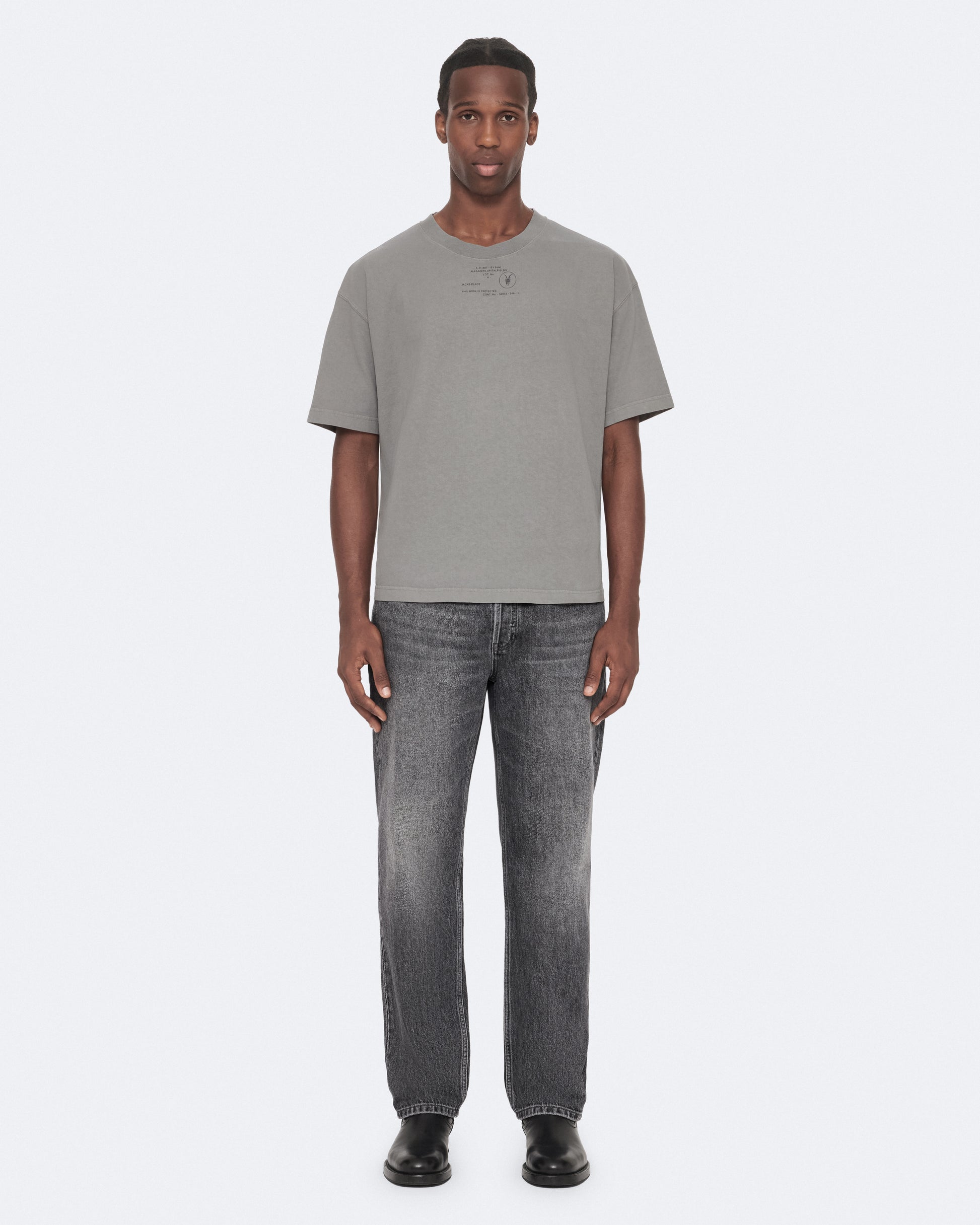 FOSSIL GREY Color Raphy SS Crew Tee from AllSaints