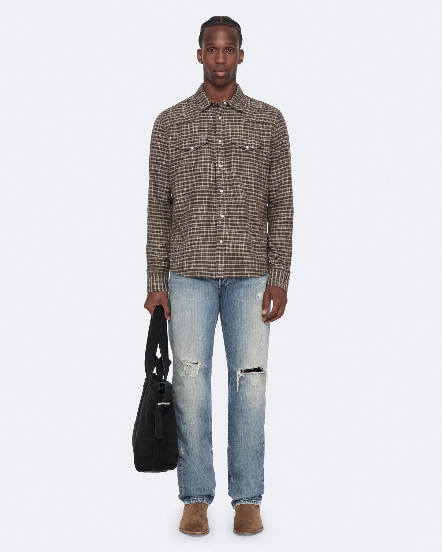 Khaki Brown Color Court LS Shirt from AllSaints