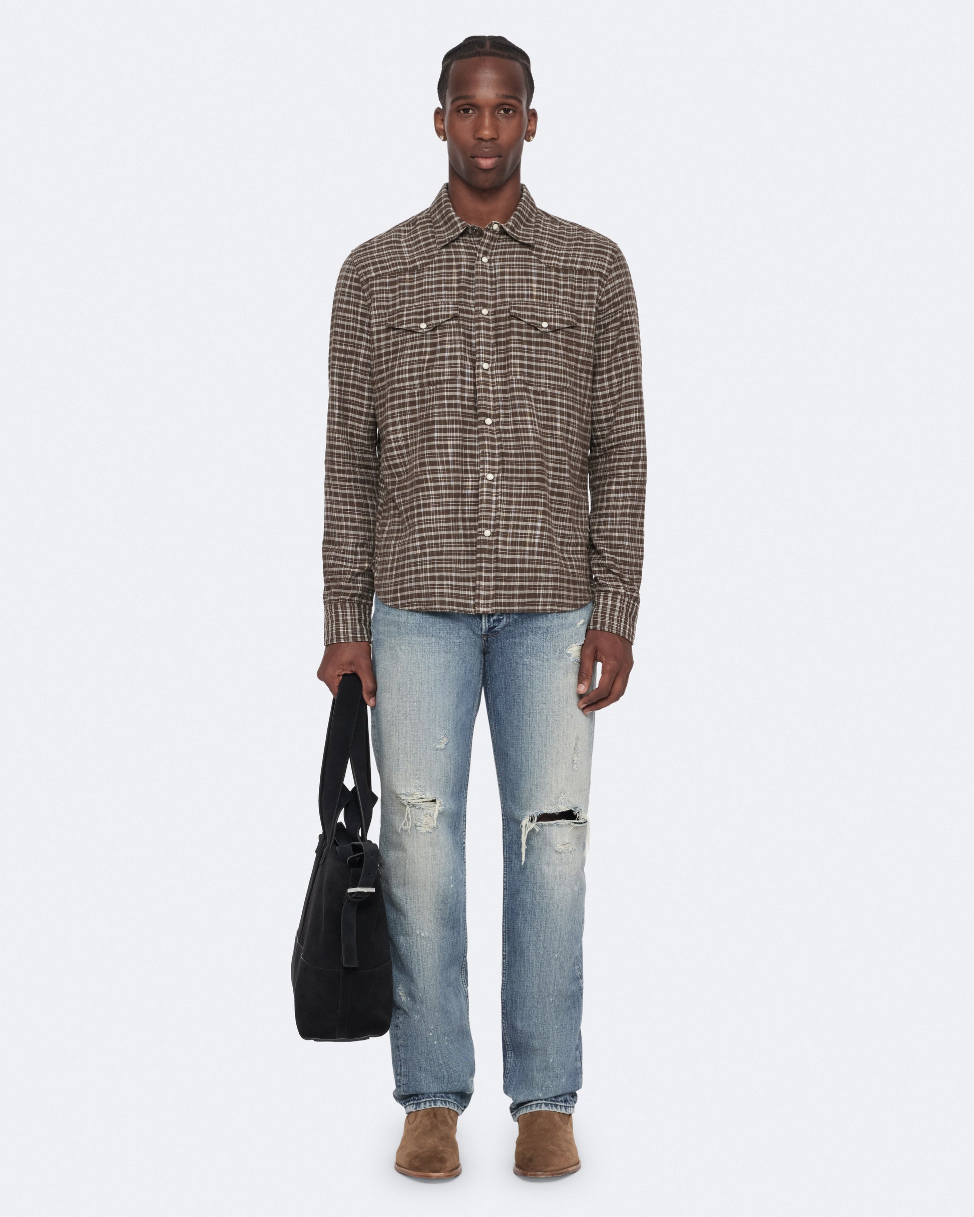 Khaki Brown Color Court LS Shirt from AllSaints
