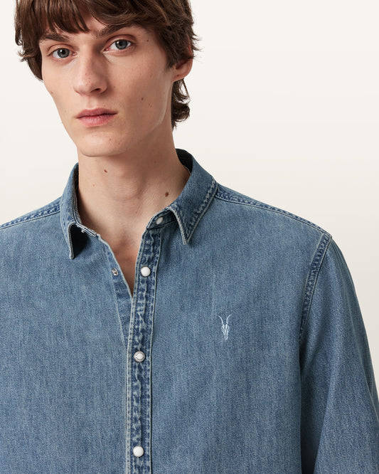 Light Indigo Color Gleason LS Shirt from AllSaints