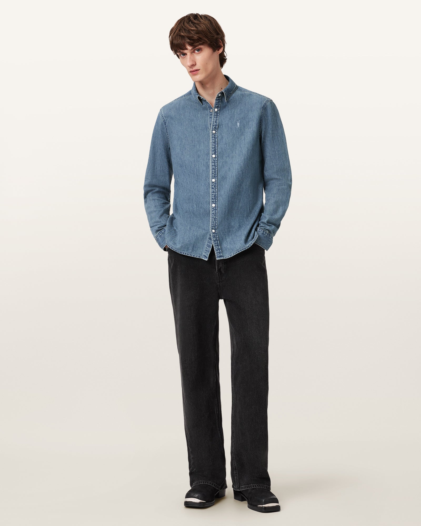 Light Indigo Color Gleason LS Shirt from AllSaints