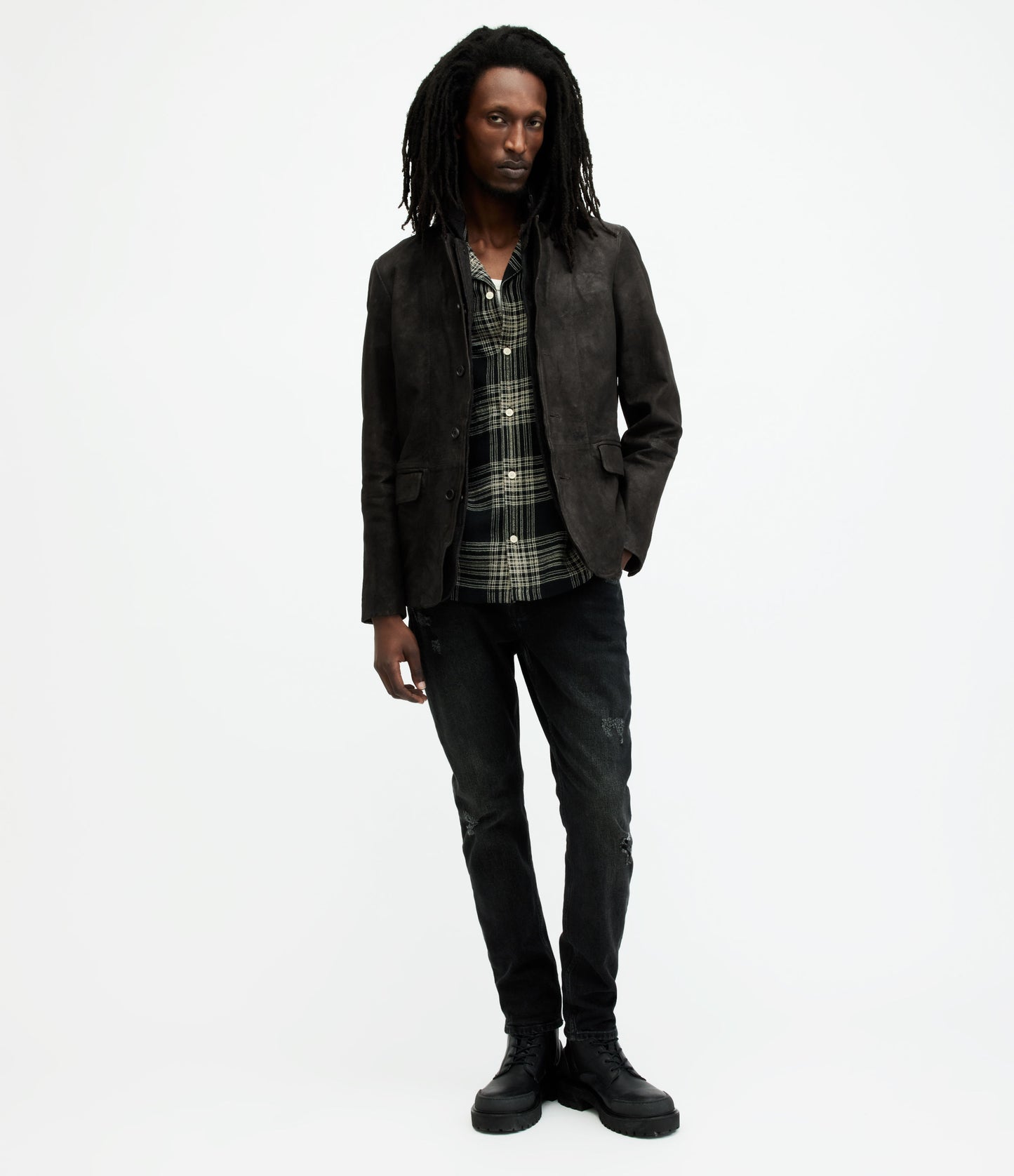 Survey Waxed Suede Double Layer Blazer