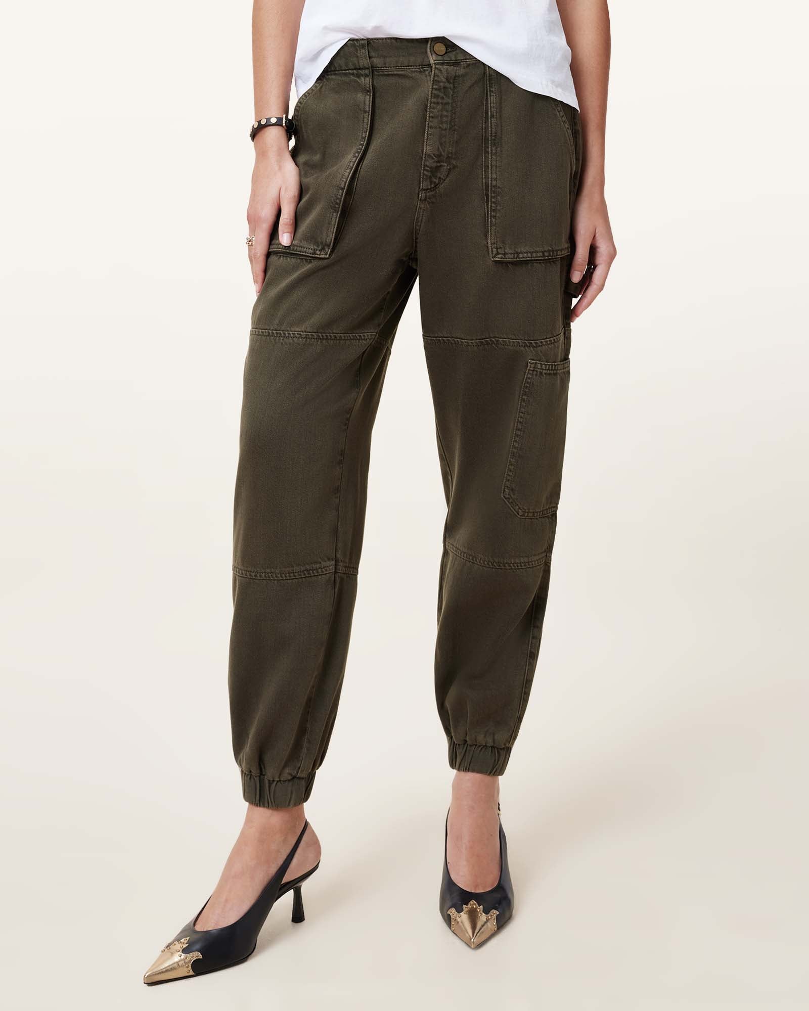 Khaki Green Color Mila Denim Trouser from AllSaints