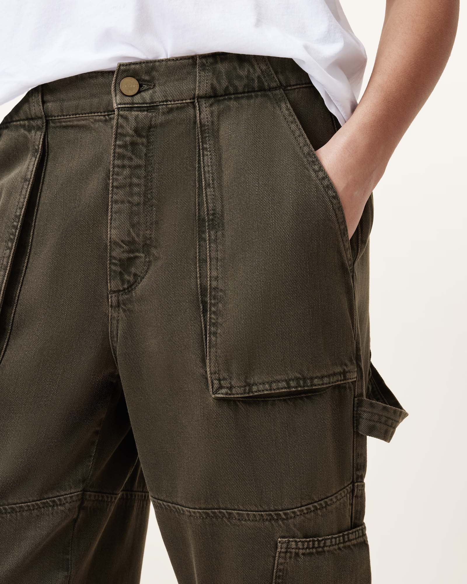 Khaki Green Color Mila Denim Trouser from AllSaints