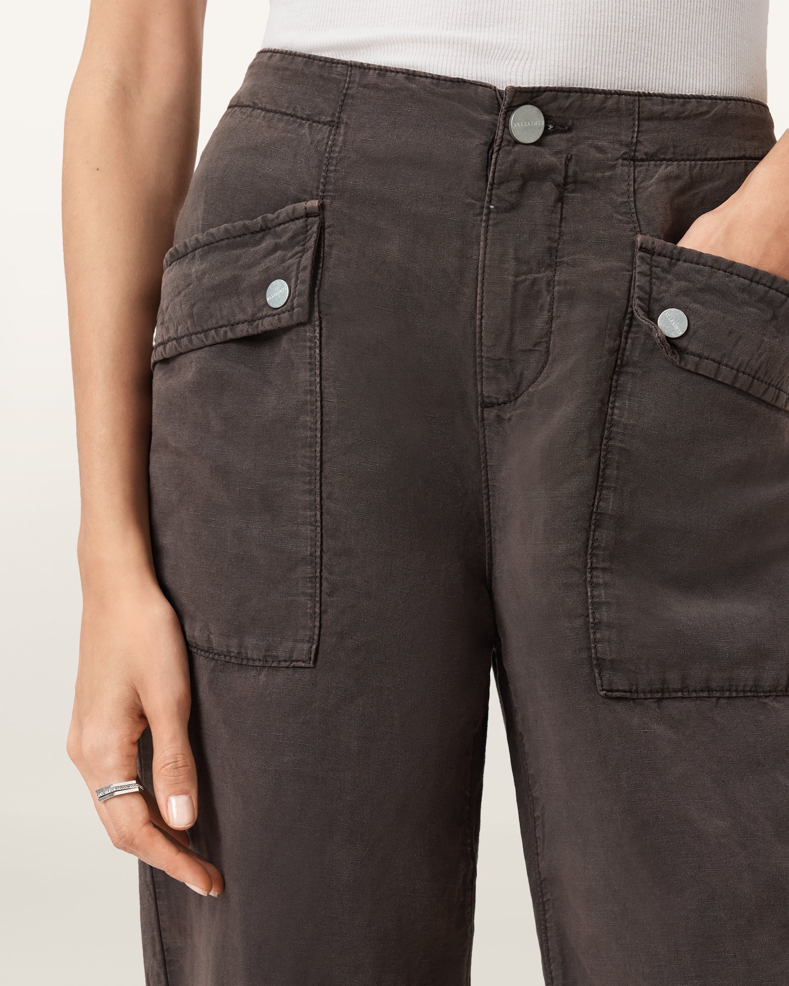 Dark Brown Color Val Tencel Trouser from AllSaints