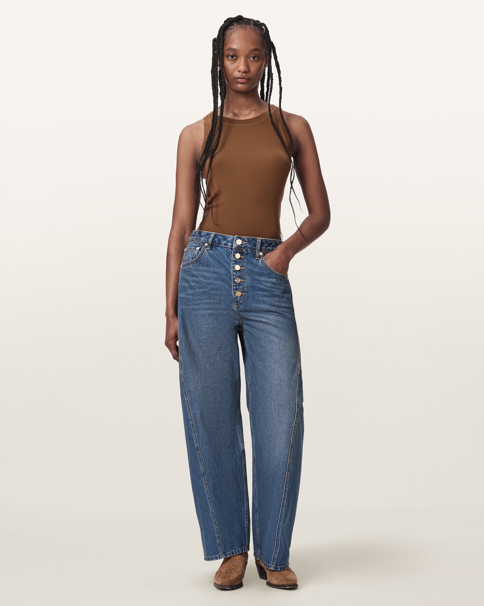 TINTED INDIGO Color Carter Button Jean from AllSaints