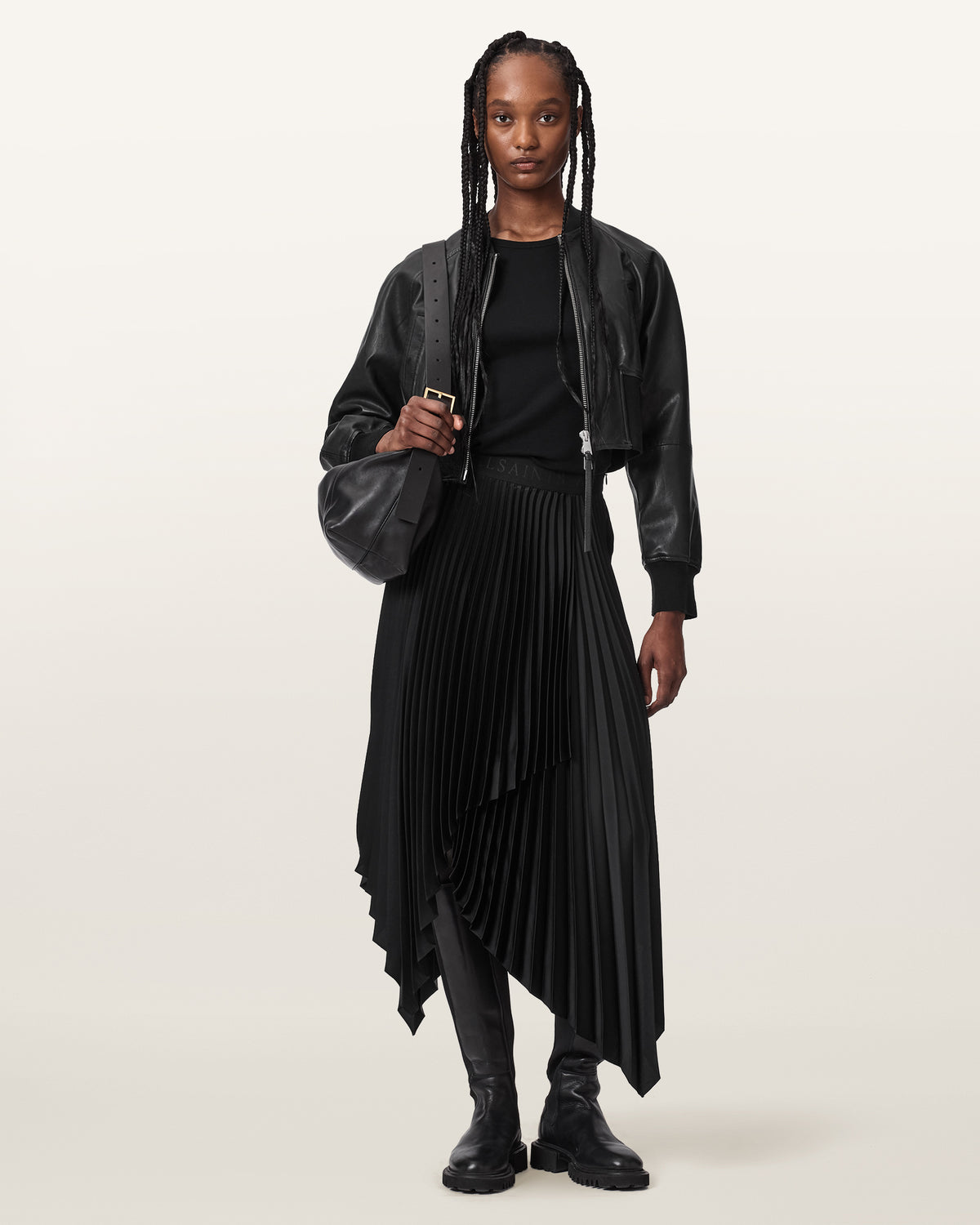 Black Color Elisa Pleated Skirt from AllSaints