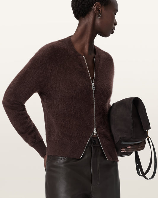 OXBLOOD RED Color Rebel Zip Cardigan from AllSaints