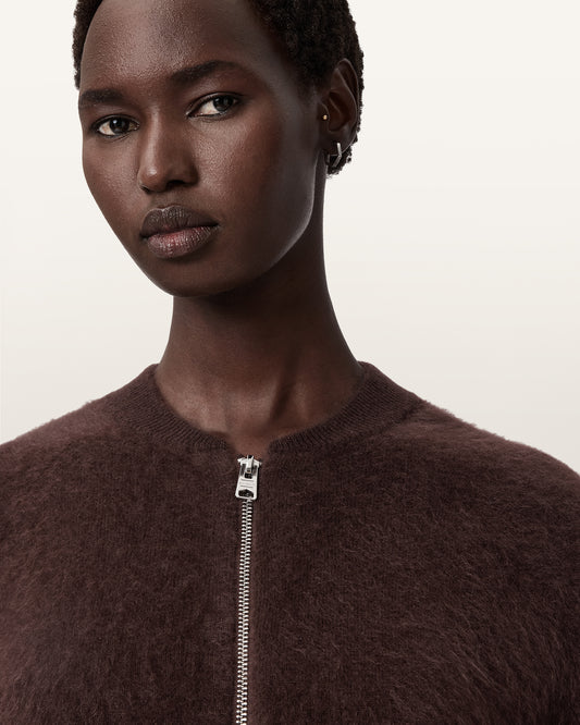 OXBLOOD RED Color Rebel Zip Cardigan from AllSaints