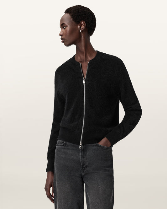 Black Color Rebel Zip Cardigan from AllSaints