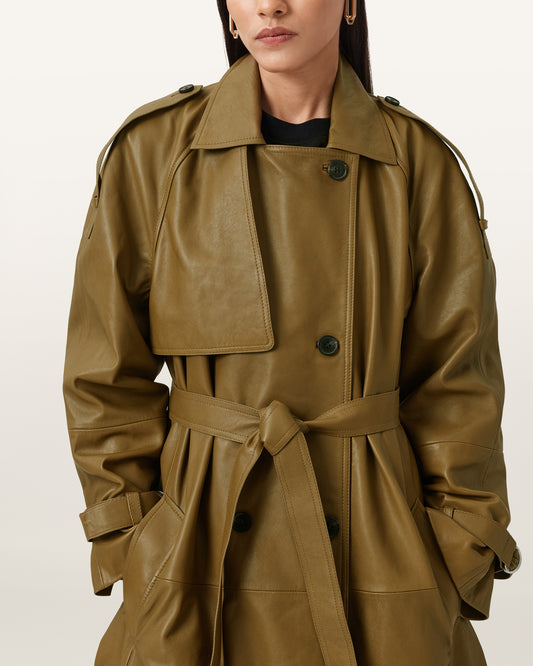 FANGO GREEN Color Reed Mac Leather Jacket from AllSaints