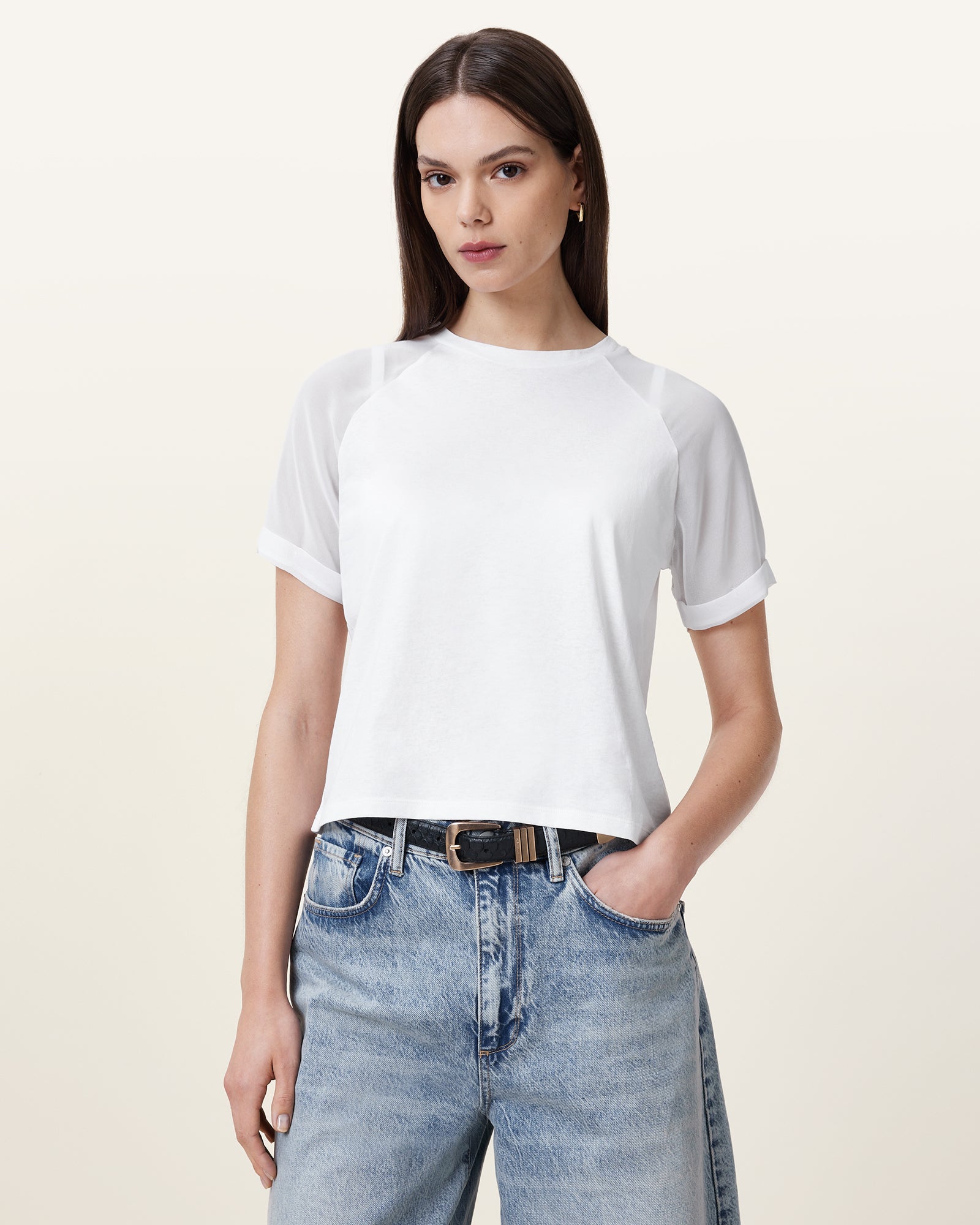 Optic White Color Annie Tee from AllSaints