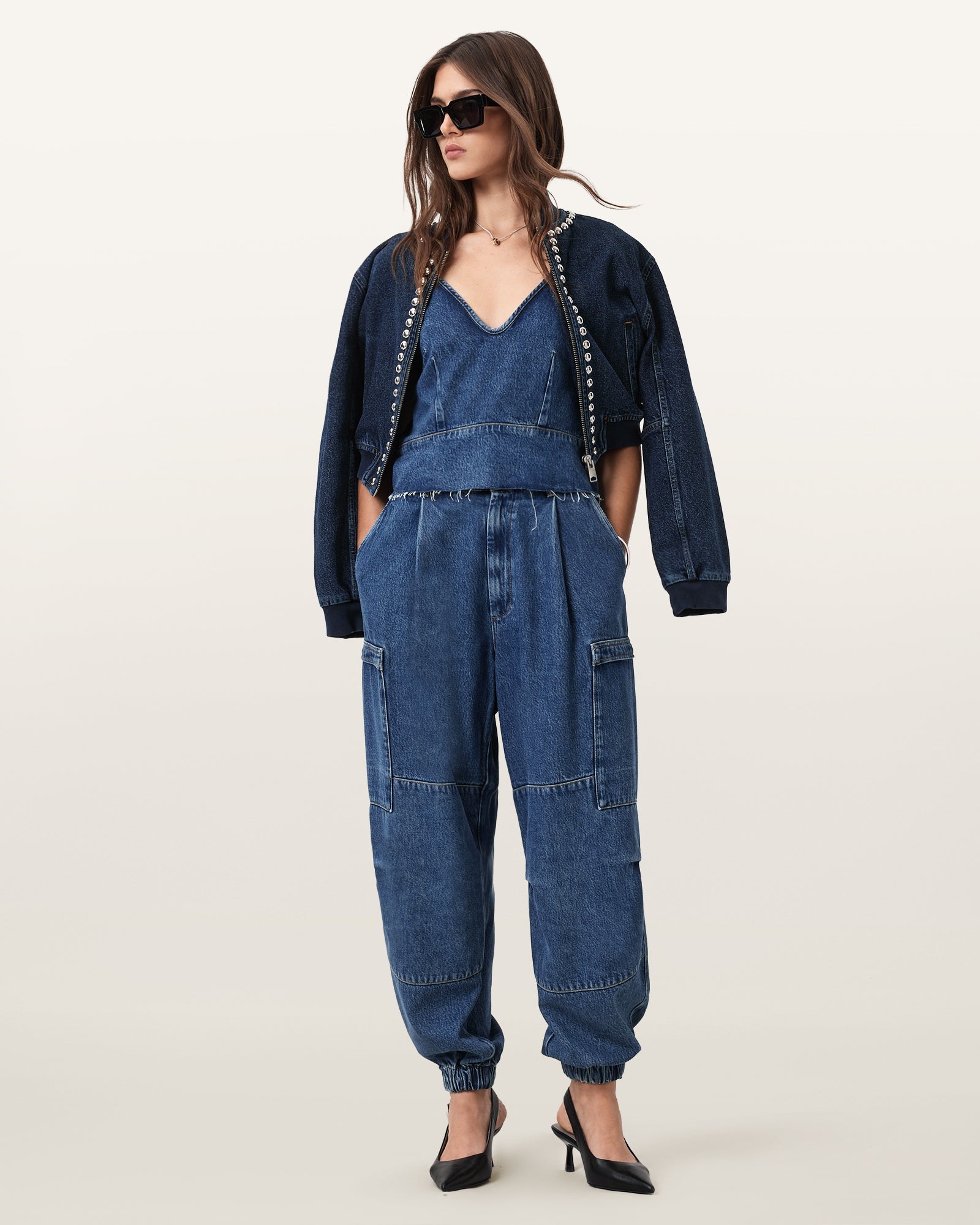 Mid Indigo Color Lilah Denim Top from AllSaints