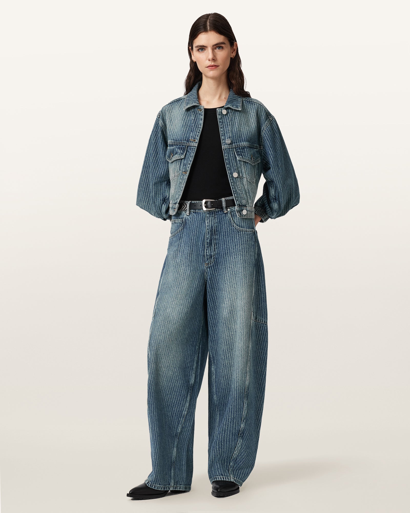 TITAN BLUE Color Carter Stripe Jean from AllSaints