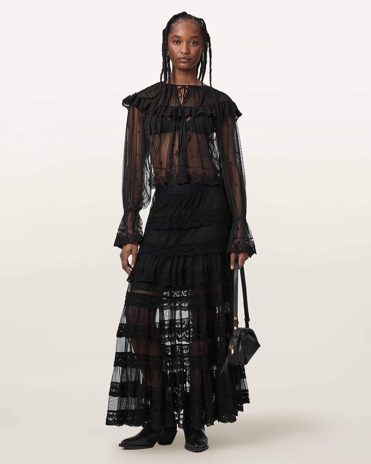 Black Color Maggie Skirt from AllSaints