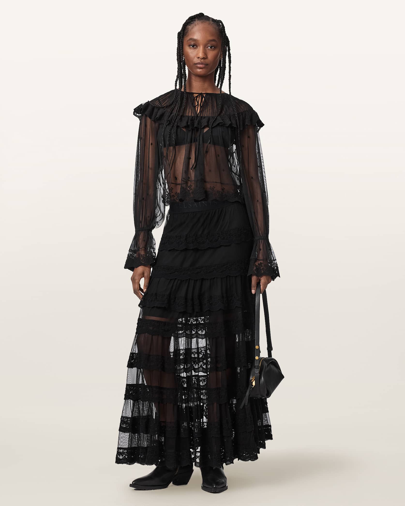 Black Color Maggie Skirt from AllSaints