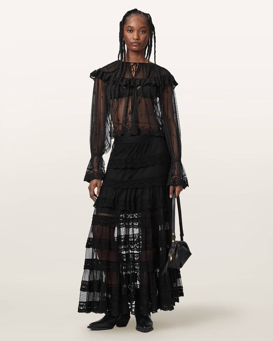 Black Color Maggie Skirt from AllSaints