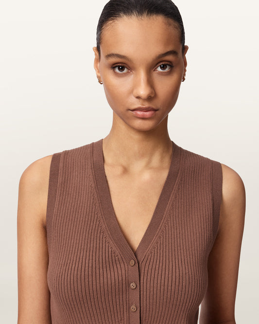 PENNY BROWN Color Cruz Waistcoat Knit from AllSaints