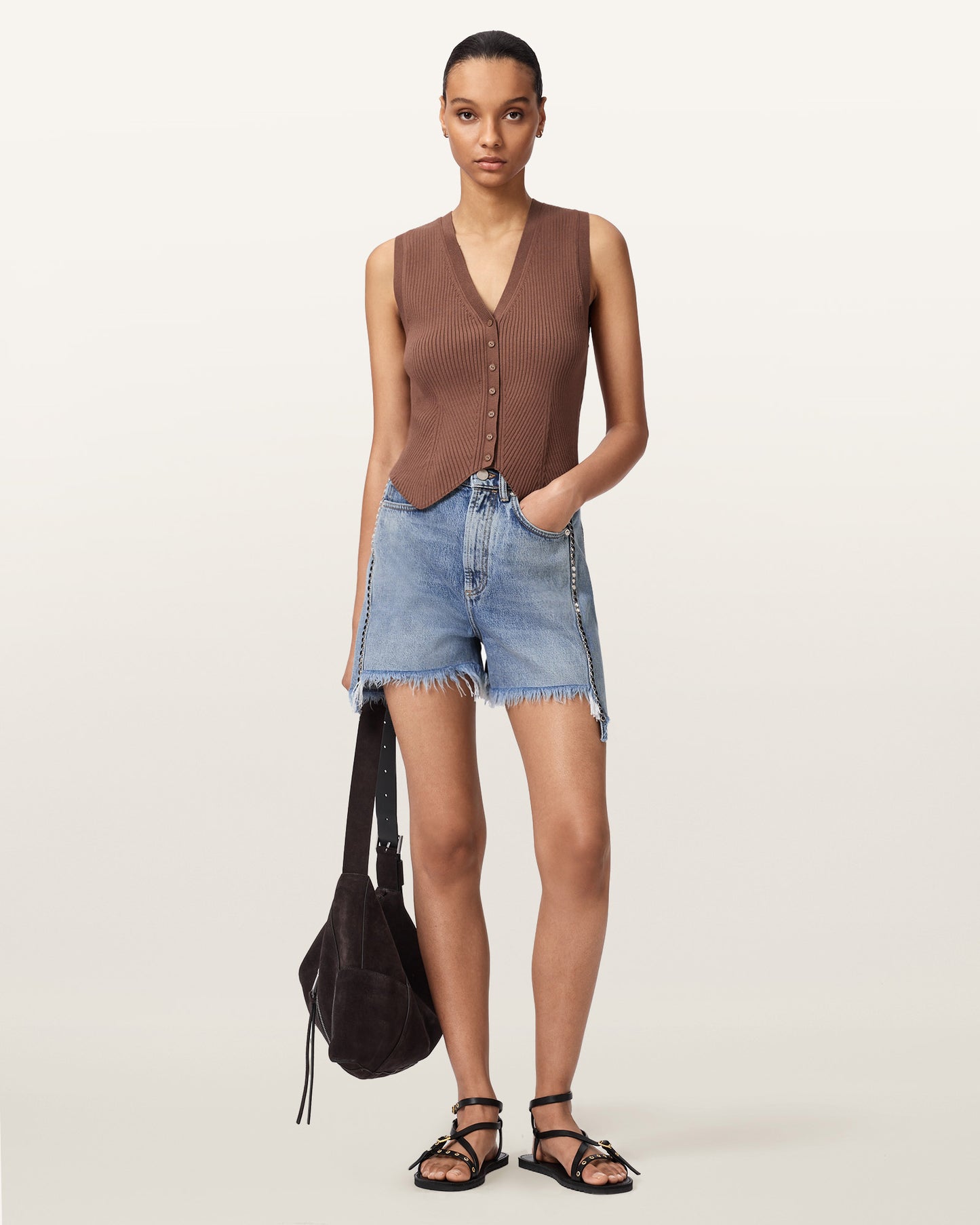 PENNY BROWN Color Cruz Waistcoat Knit from AllSaints