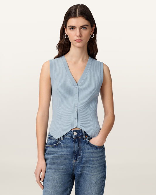 QUARRY BLUE Color Cruz Waistcoat from AllSaints