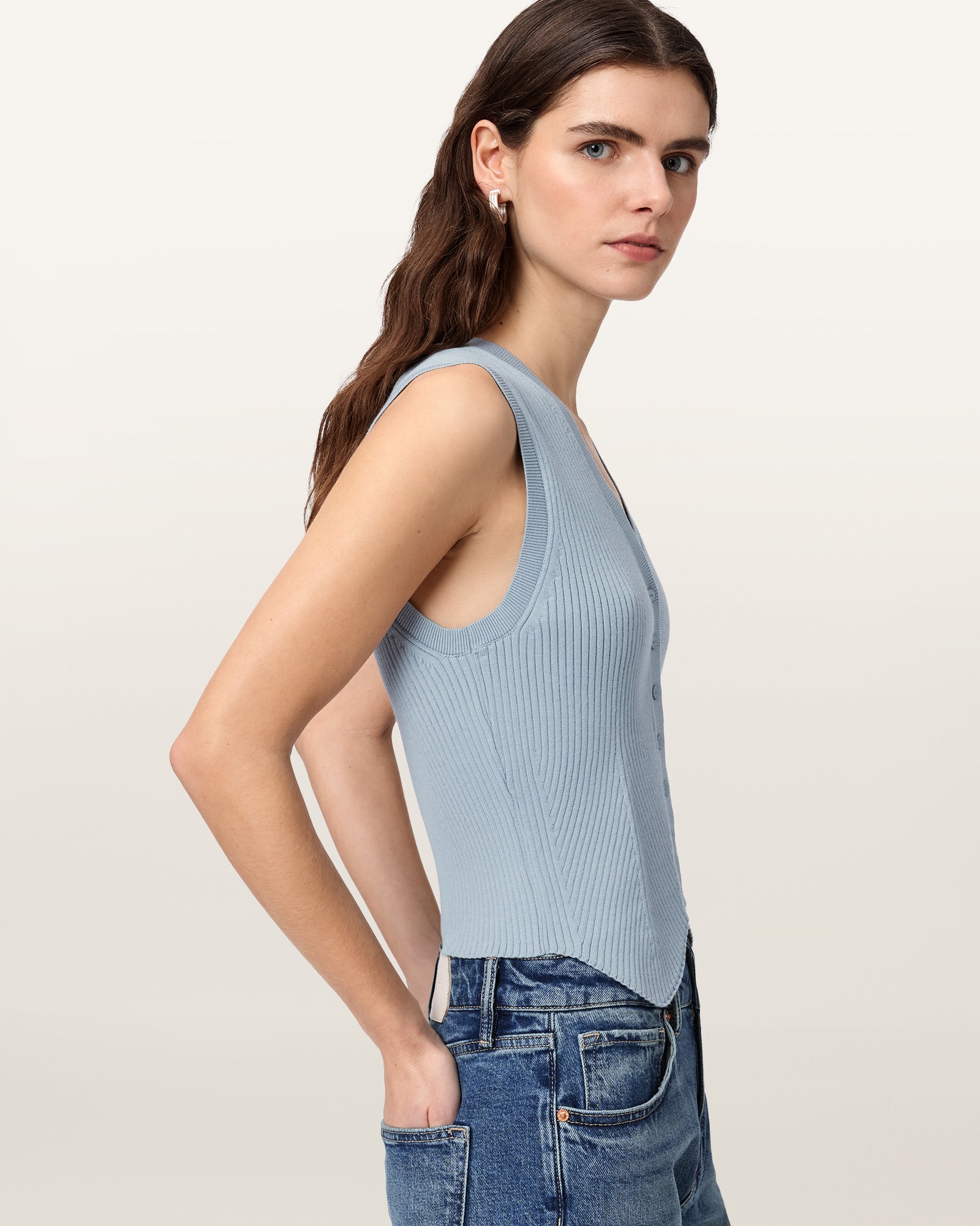 QUARRY BLUE Color Cruz Waistcoat from AllSaints