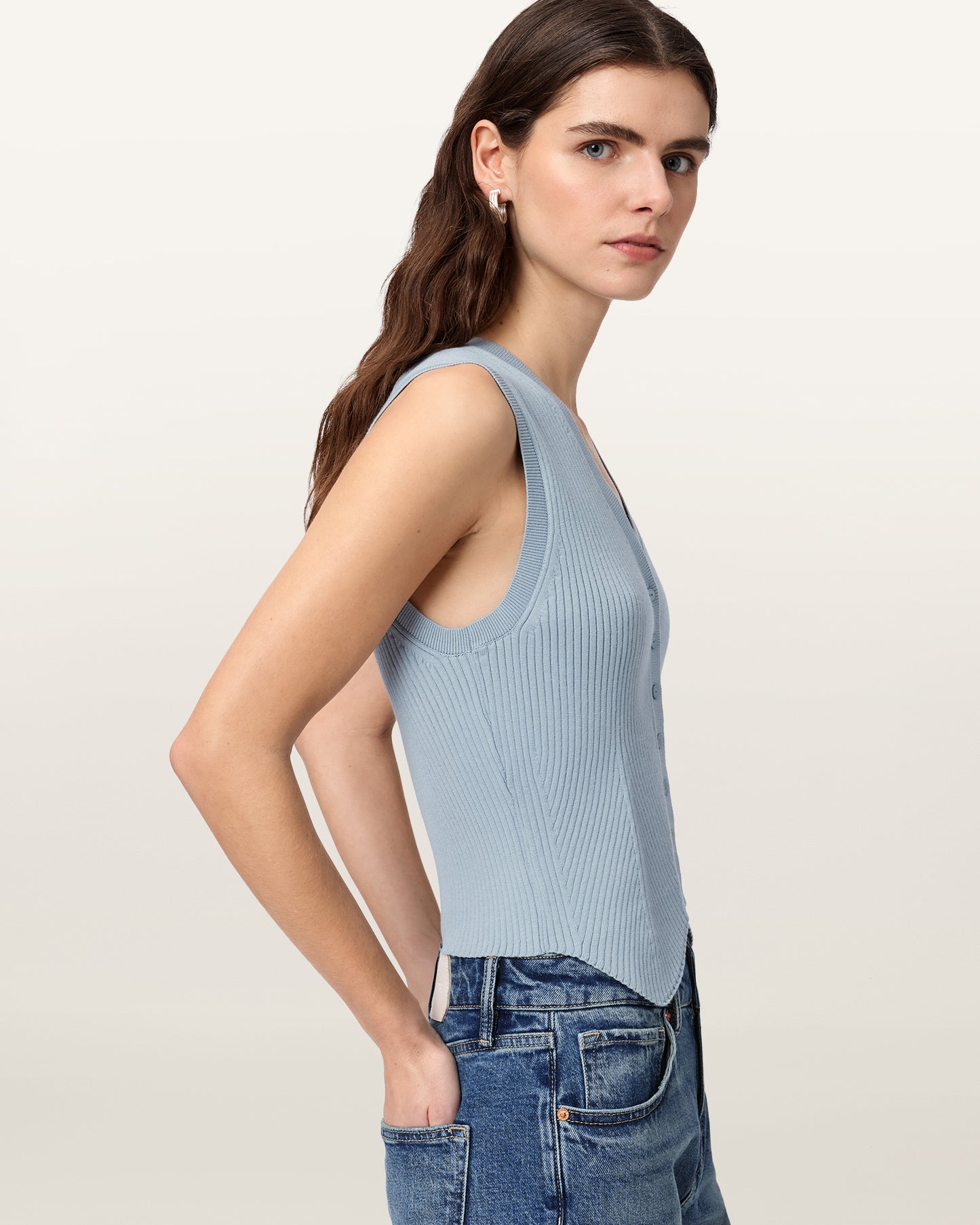 QUARRY BLUE Color Cruz Waistcoat from AllSaints