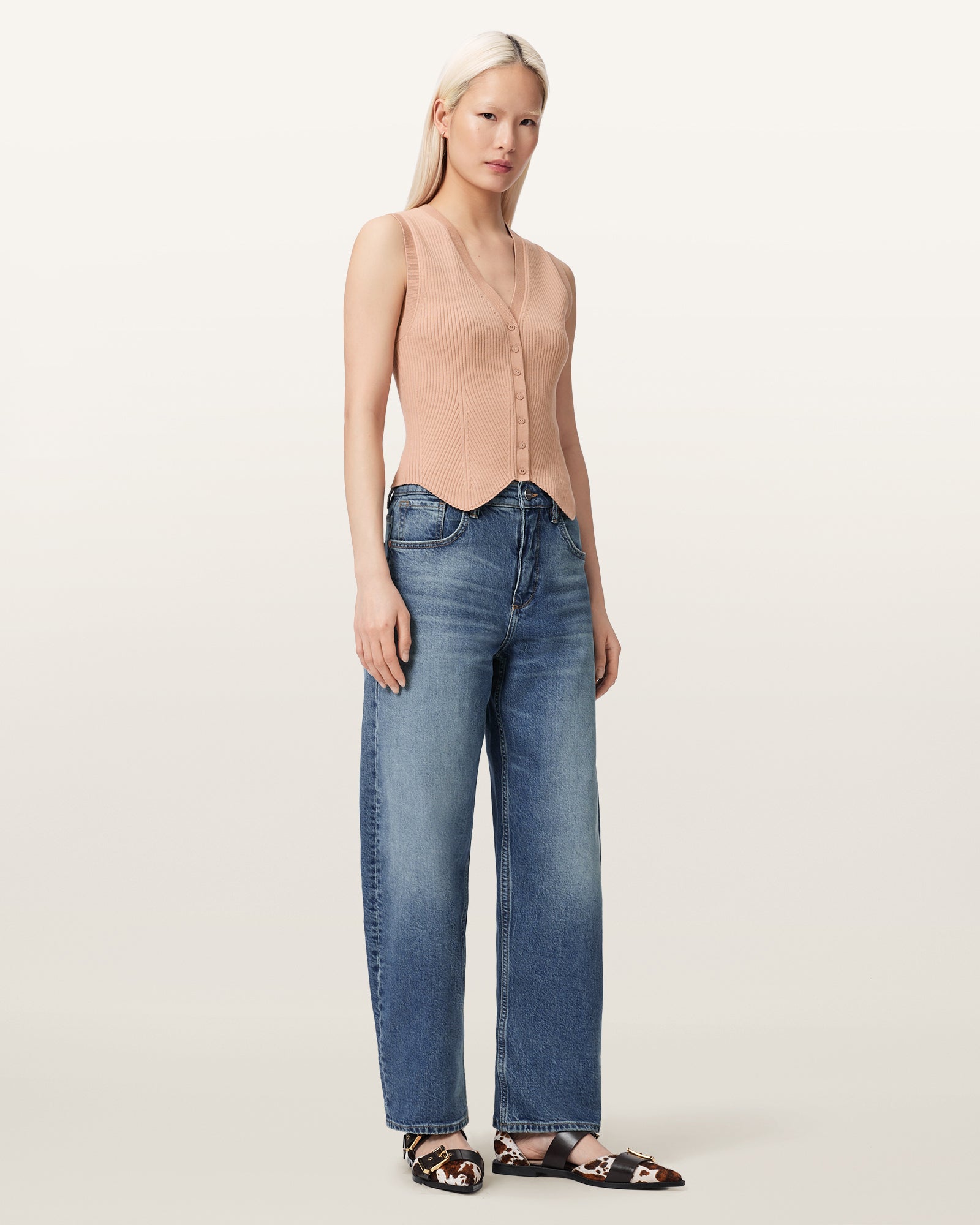 TUSCAN PINK Color Cruz Waistcoat Knit from AllSaints