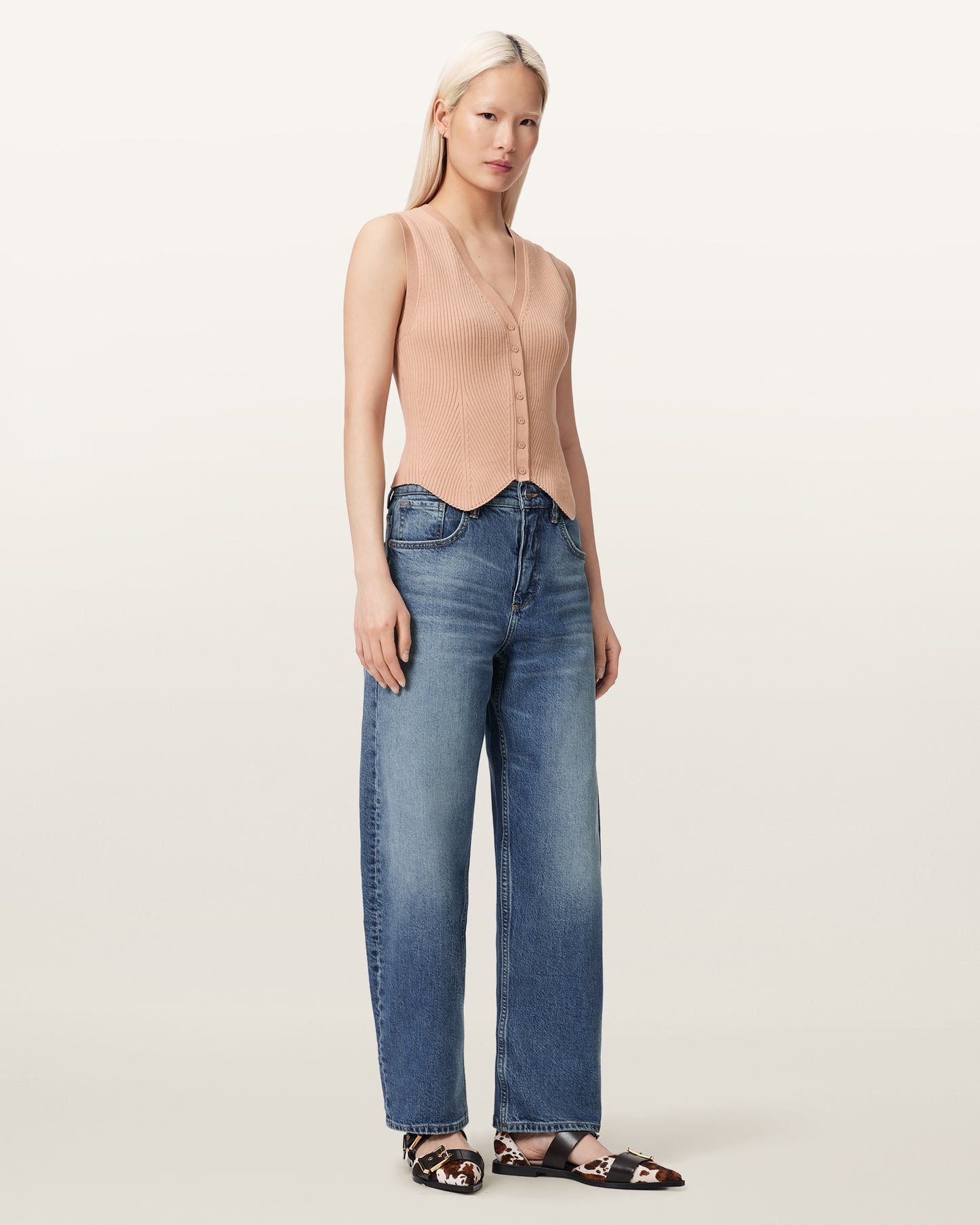 TUSCAN PINK Color Cruz Waistcoat Knit from AllSaints