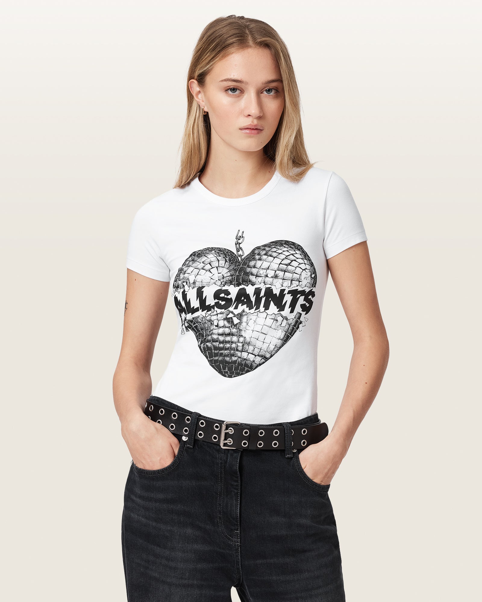 Optic White Color Reflect Stevie Tee from AllSaints