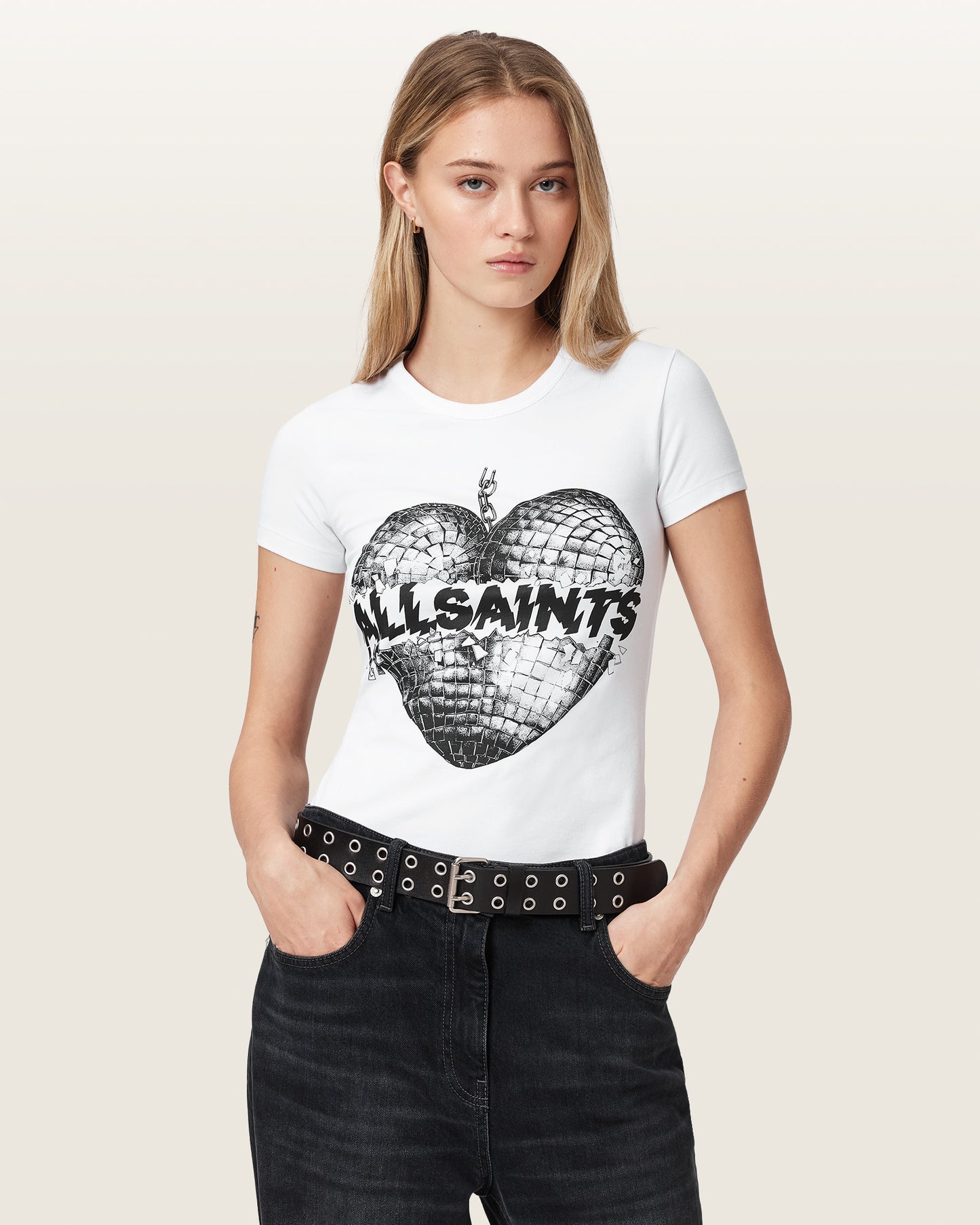 Optic White Color Reflect Stevie Tee from AllSaints