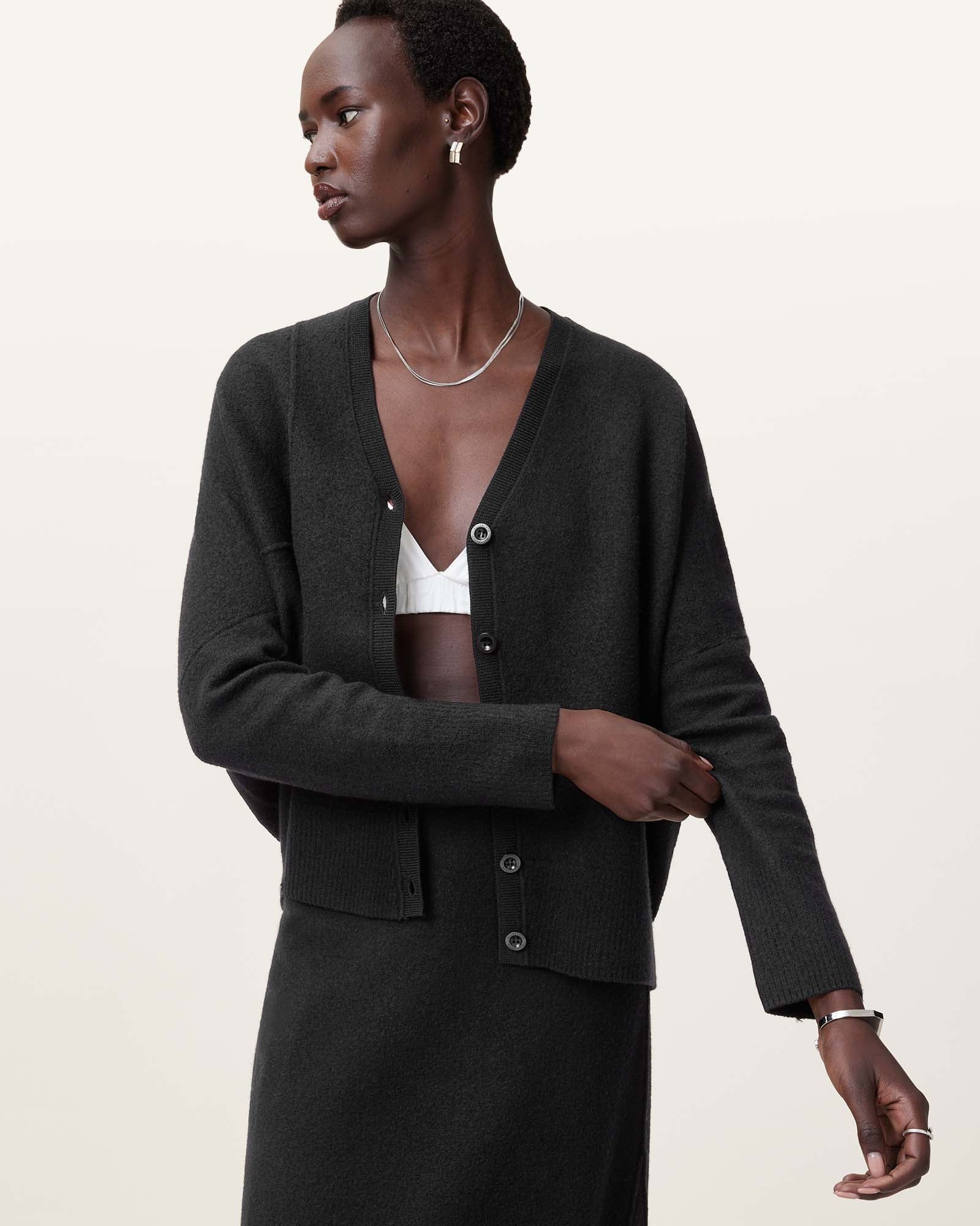 Black Color Antonia V-Neck Cardigan from AllSaints