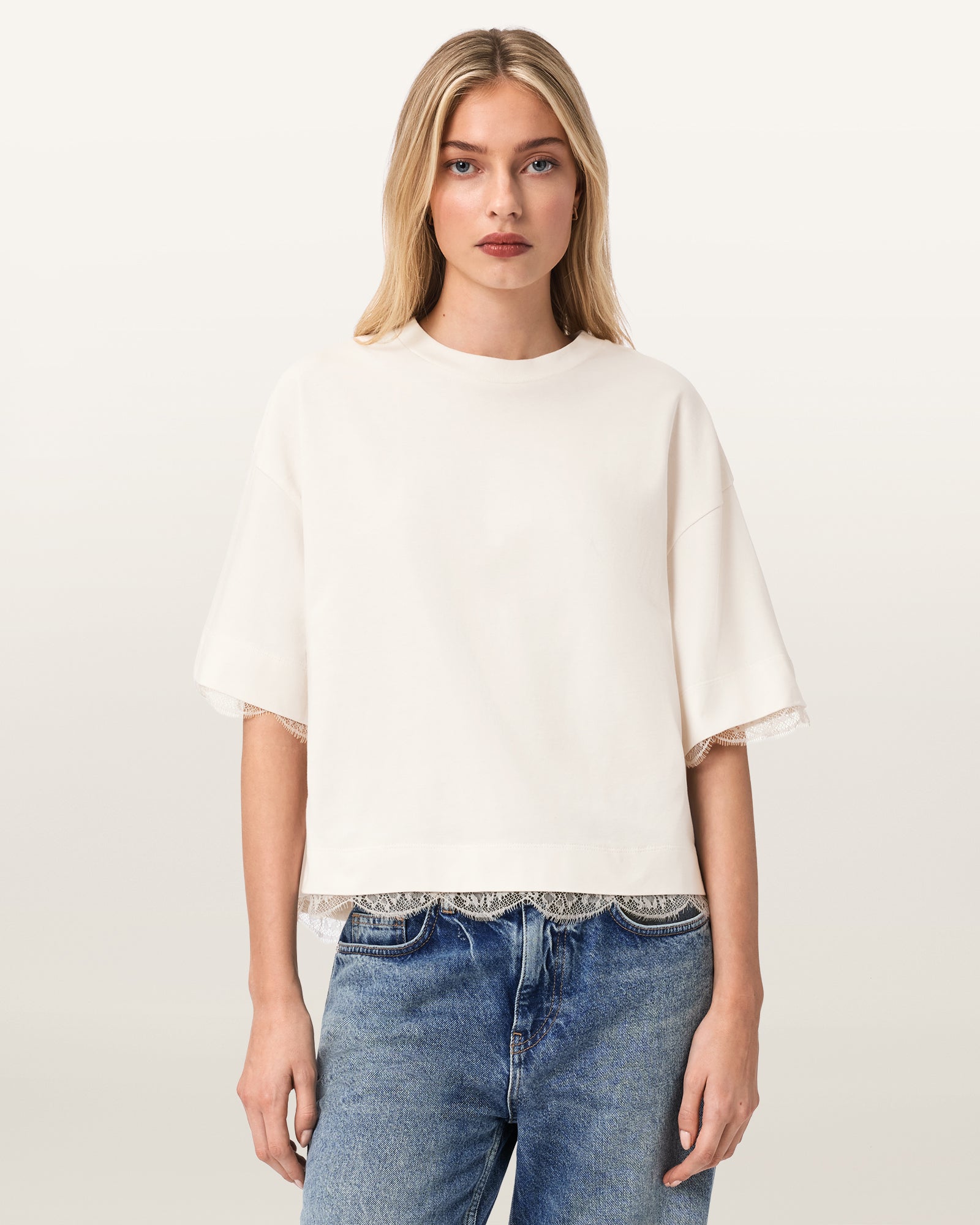 ARCTIC WHITE Color Nia Lace Tee from AllSaints