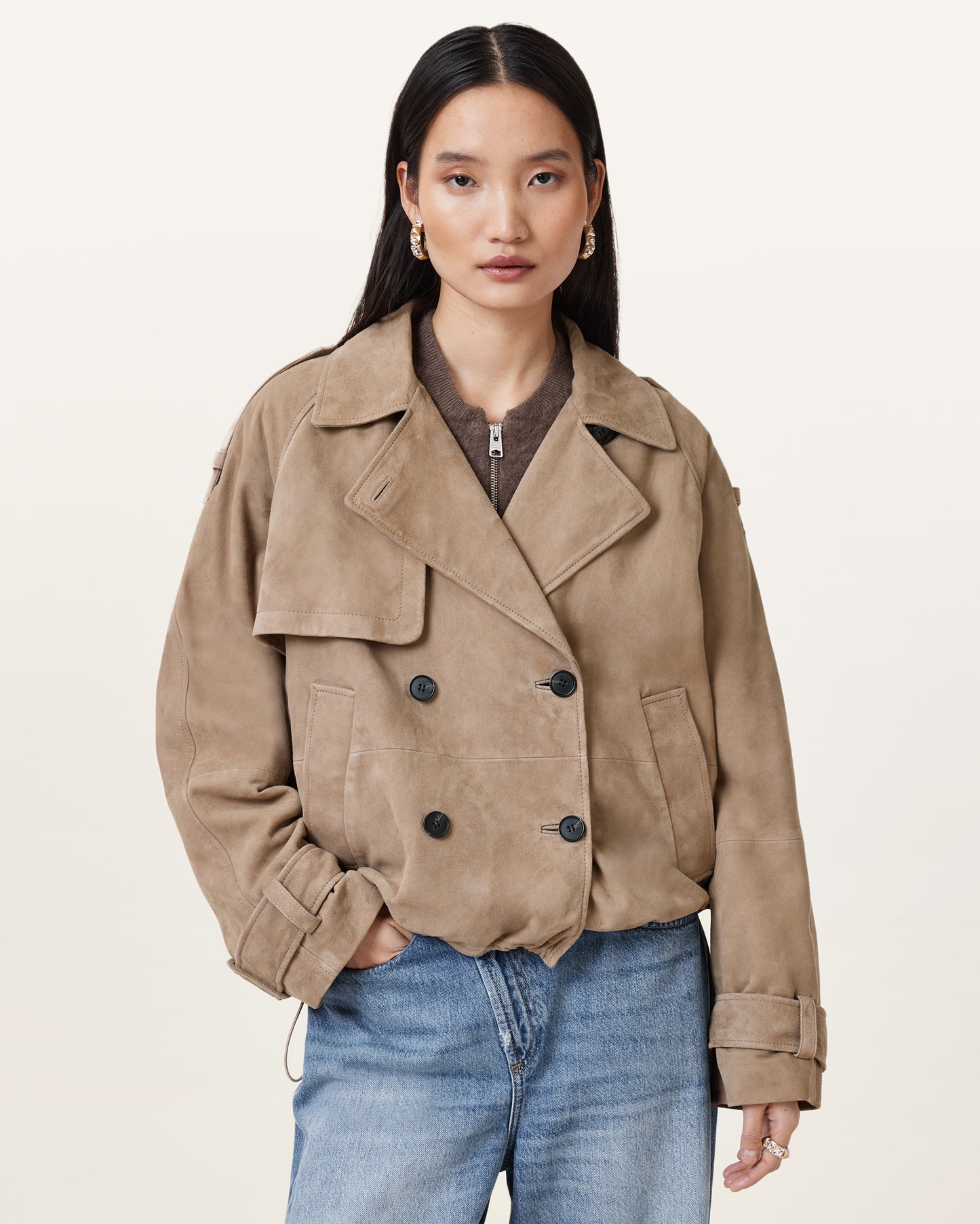 Reya Cropped Leather Mac