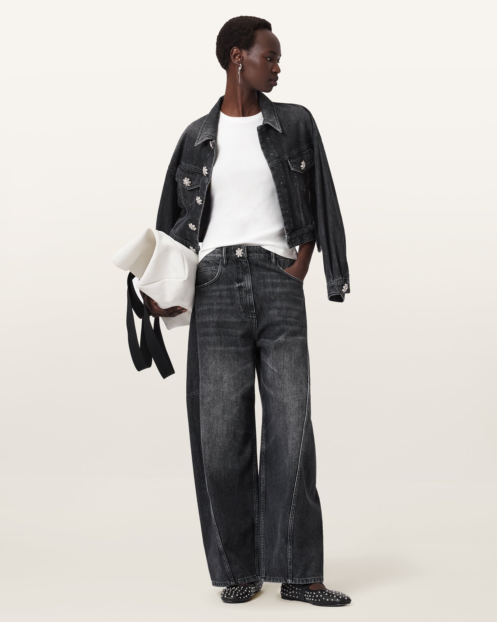 Chalk White Color Gia SS Tee from AllSaints