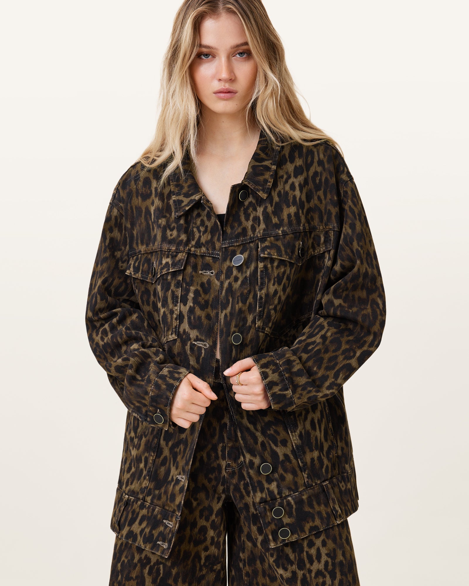 LEPPO BROWN Color Willow Denim Jacket from AllSaints
