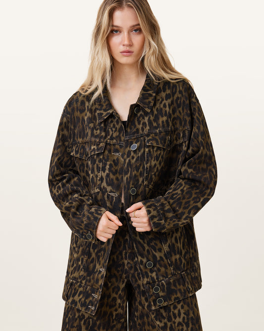 LEPPO BROWN Color Willow Denim Jacket from AllSaints