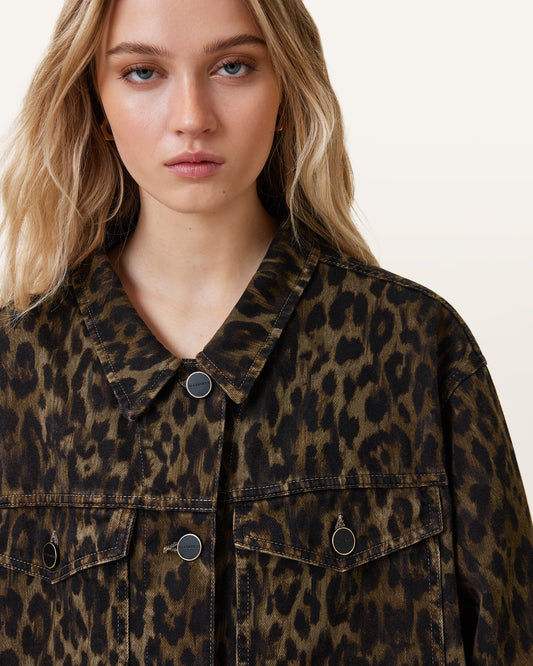 LEPPO BROWN Color Willow Denim Jacket from AllSaints