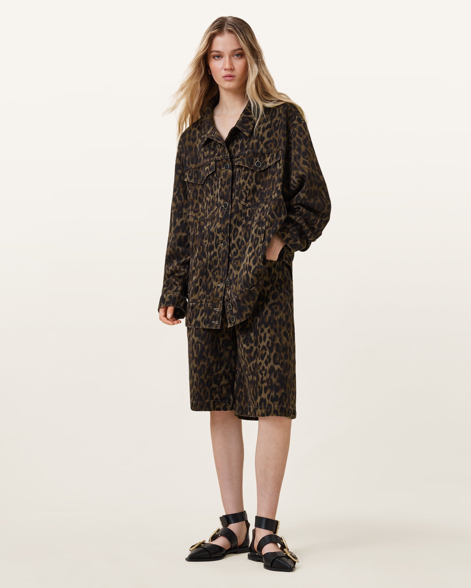 LEPPO BROWN Color Willow Denim Jacket from AllSaints
