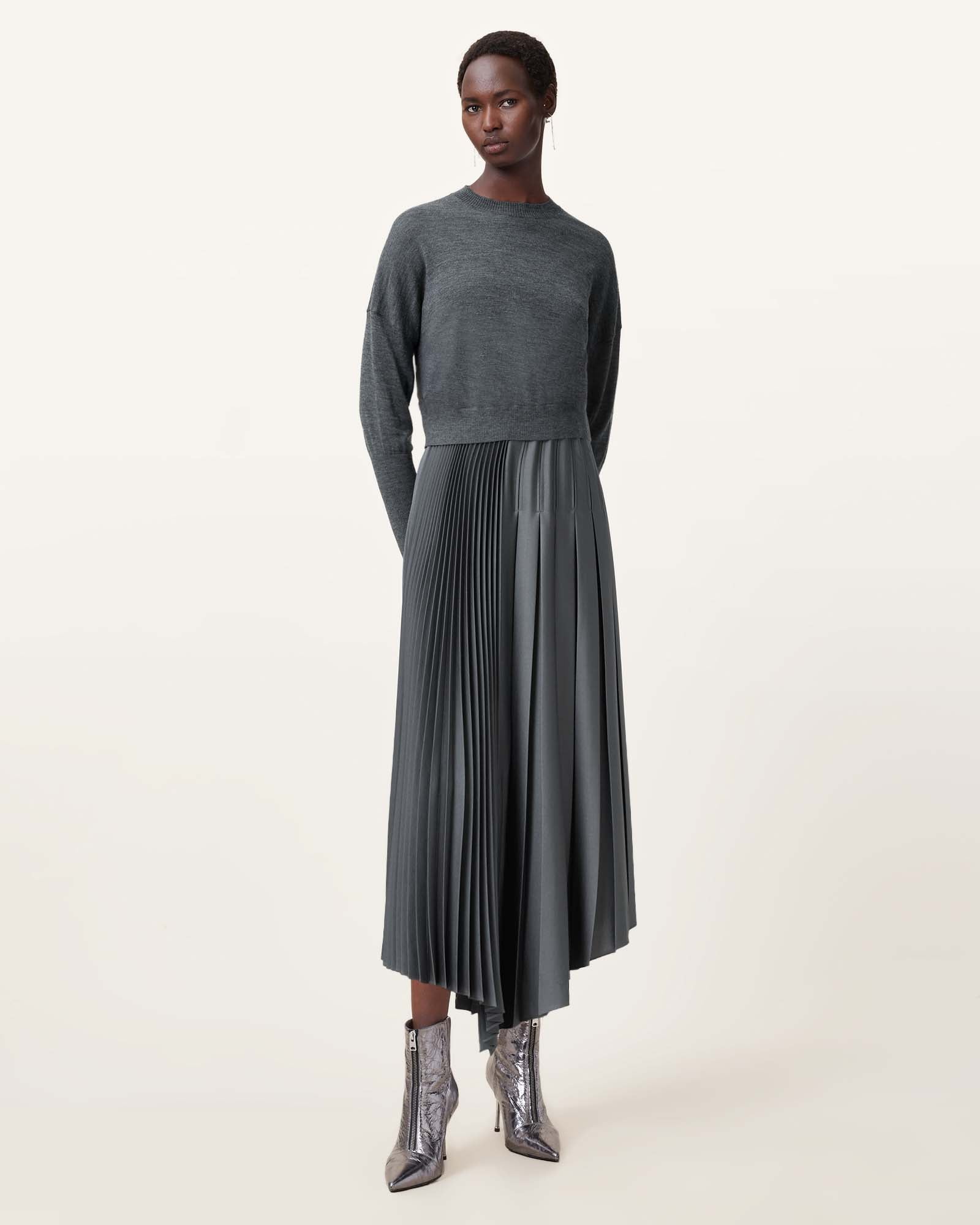 TURBULENCE GREY Color Adriana Dress from AllSaints