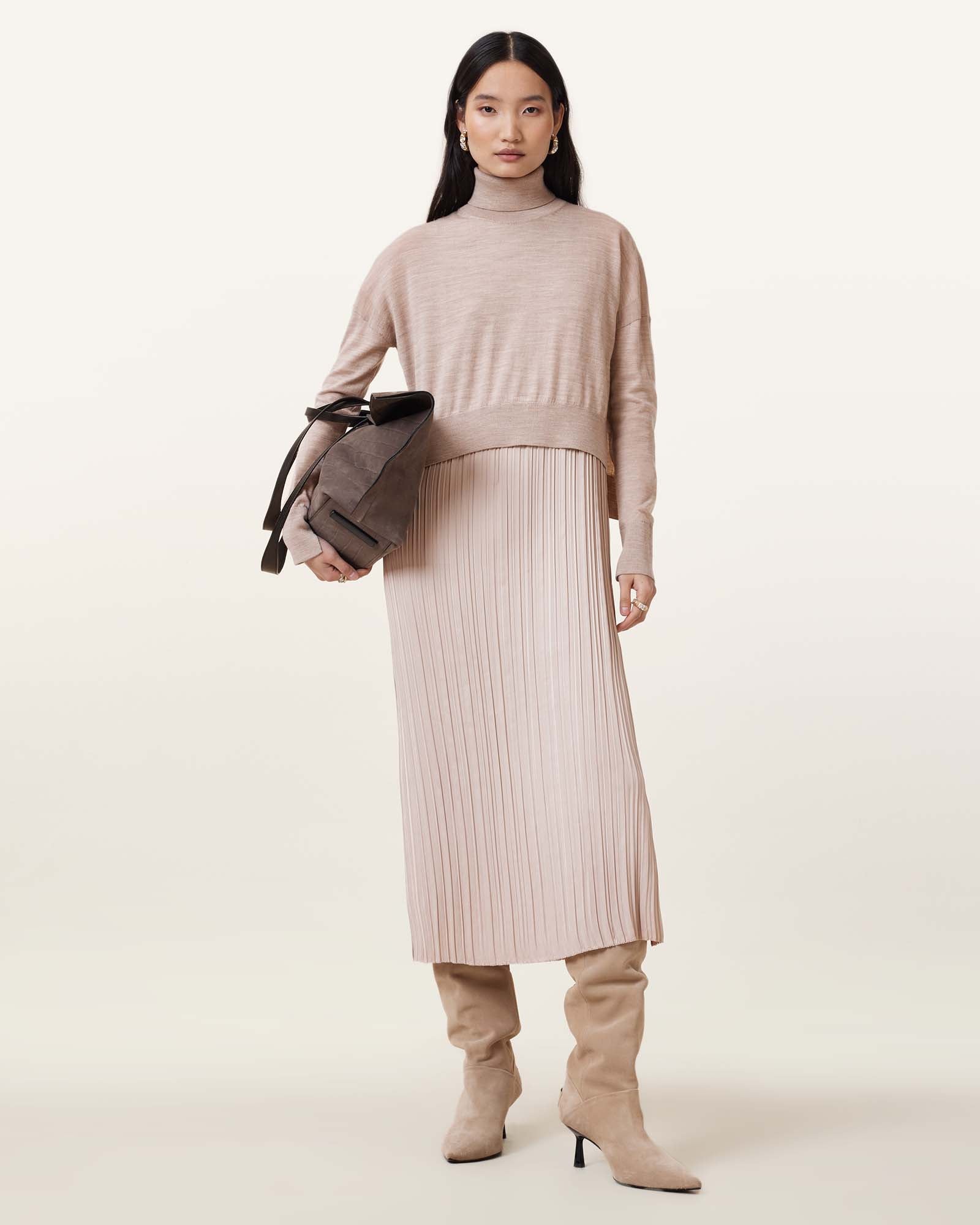 FAWN BROWN Color Vittoria Dress from AllSaints