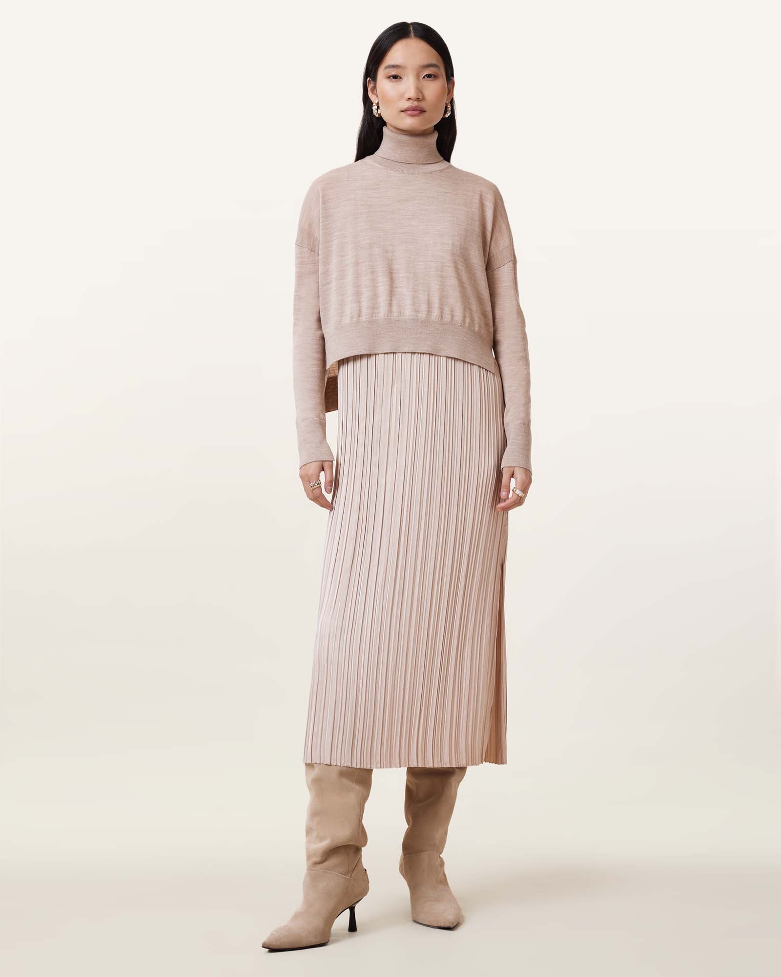 FAWN BROWN Color Vittoria Dress from AllSaints