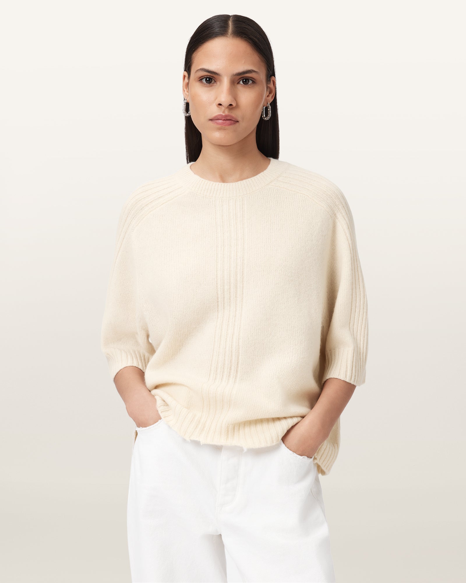 Chalk White Color Nix Tee from AllSaints