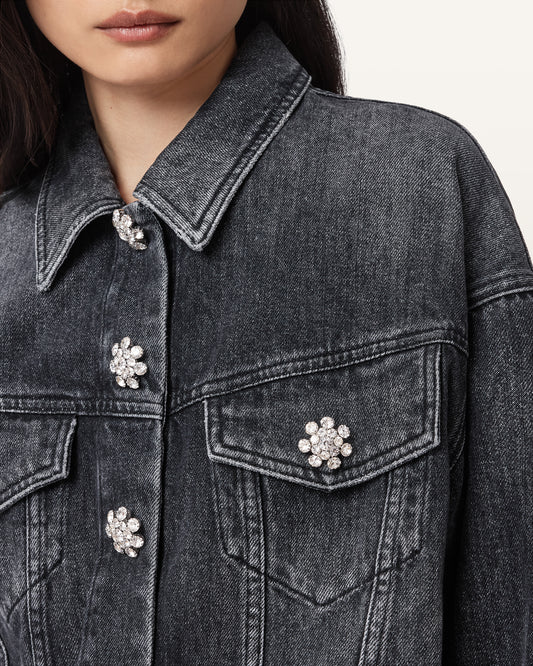 Washed Black Color Beth Denim Jacket from AllSaints