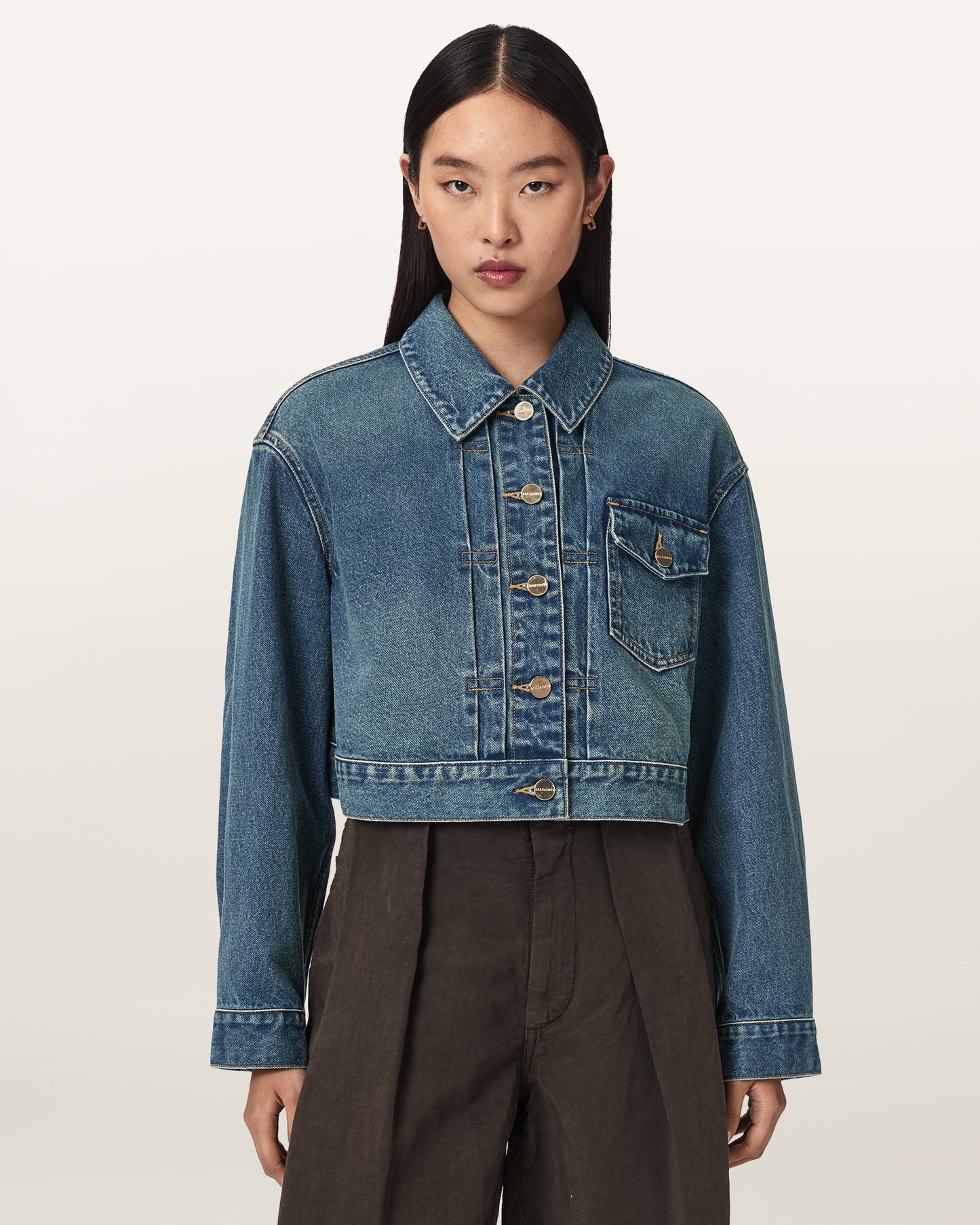 TINTED INDIGO Color Blink Cropped Jacket from AllSaints