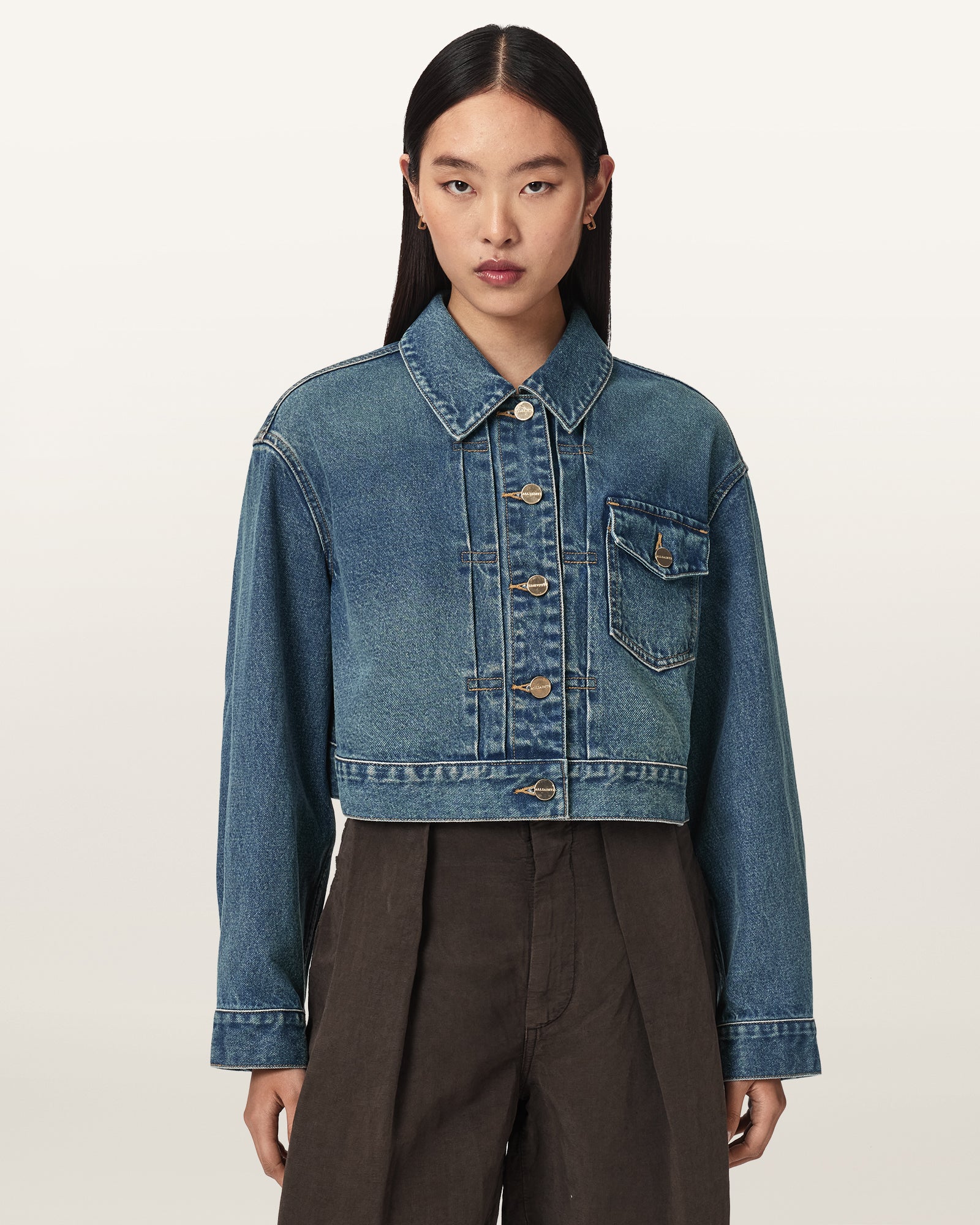 TINTED INDIGO Color Blink Cropped Jacket from AllSaints