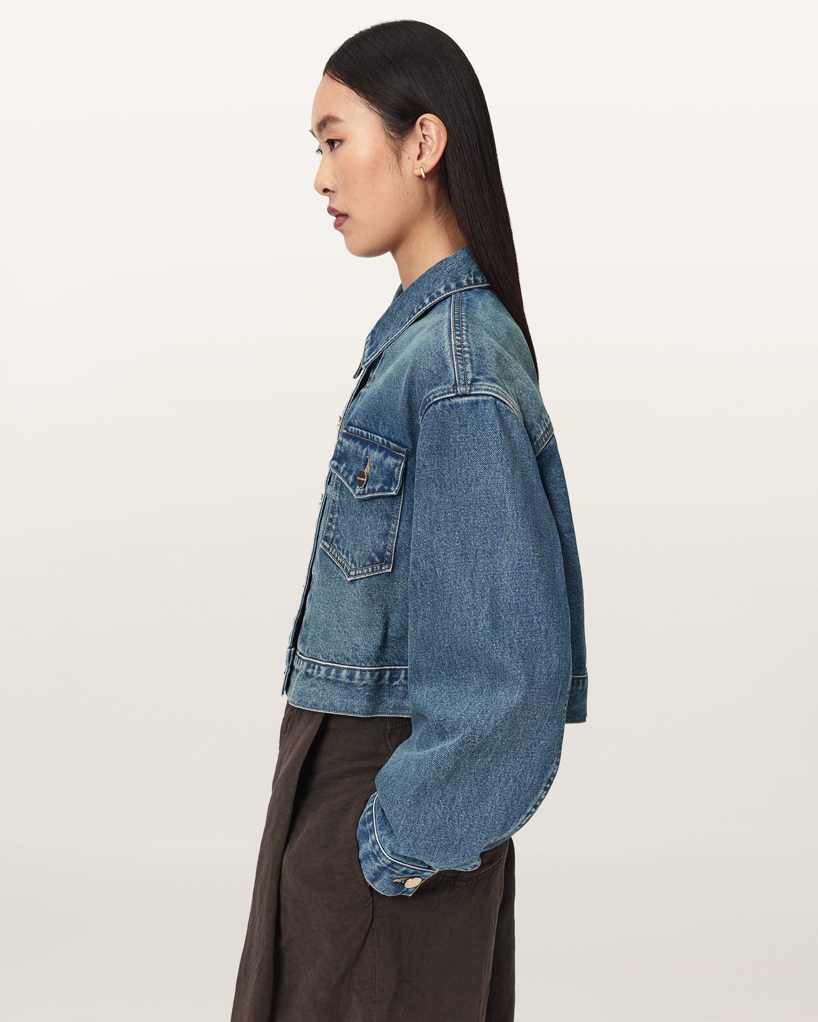 TINTED INDIGO Color Blink Cropped Jacket from AllSaints