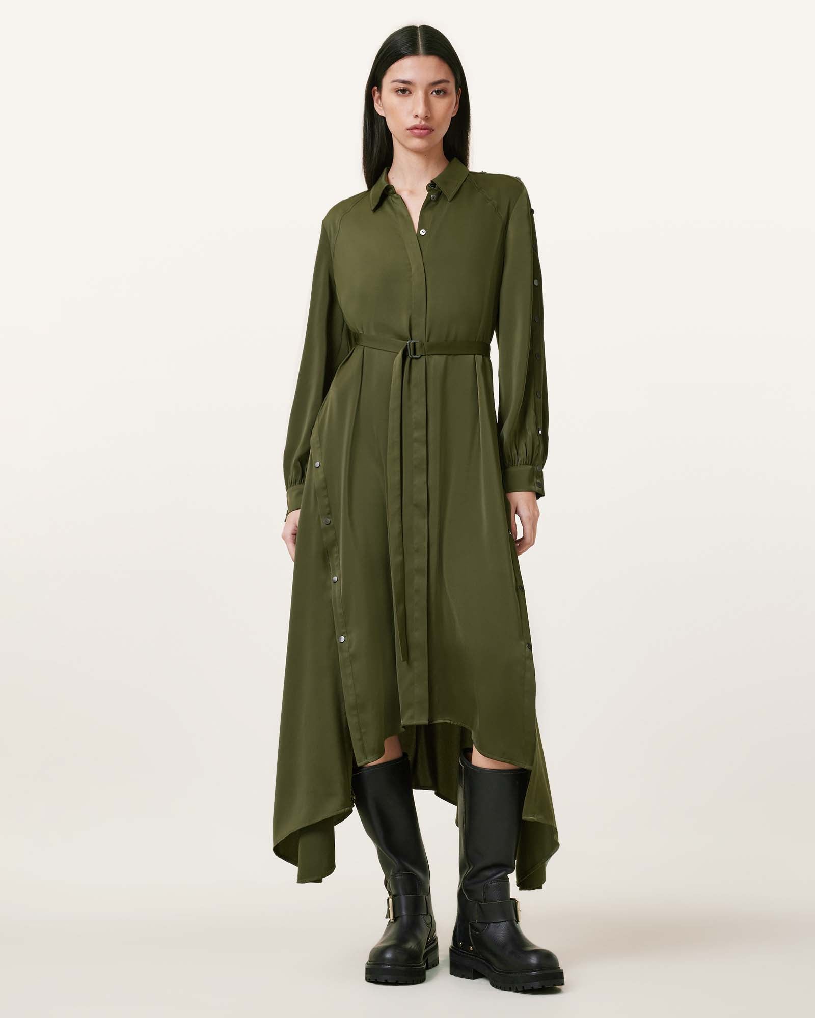 RIFLE GREEN Color Lexi Dress from AllSaints