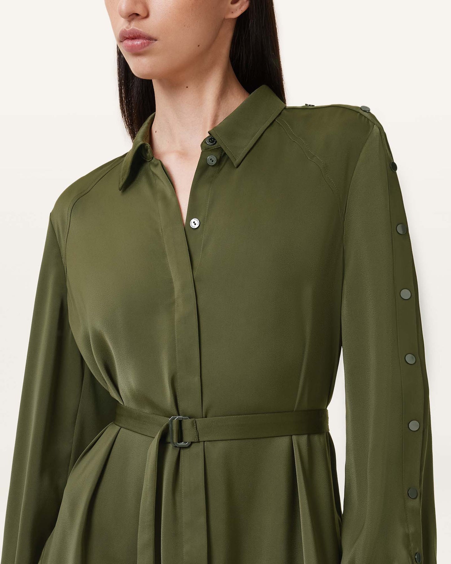 RIFLE GREEN Color Lexi Dress from AllSaints