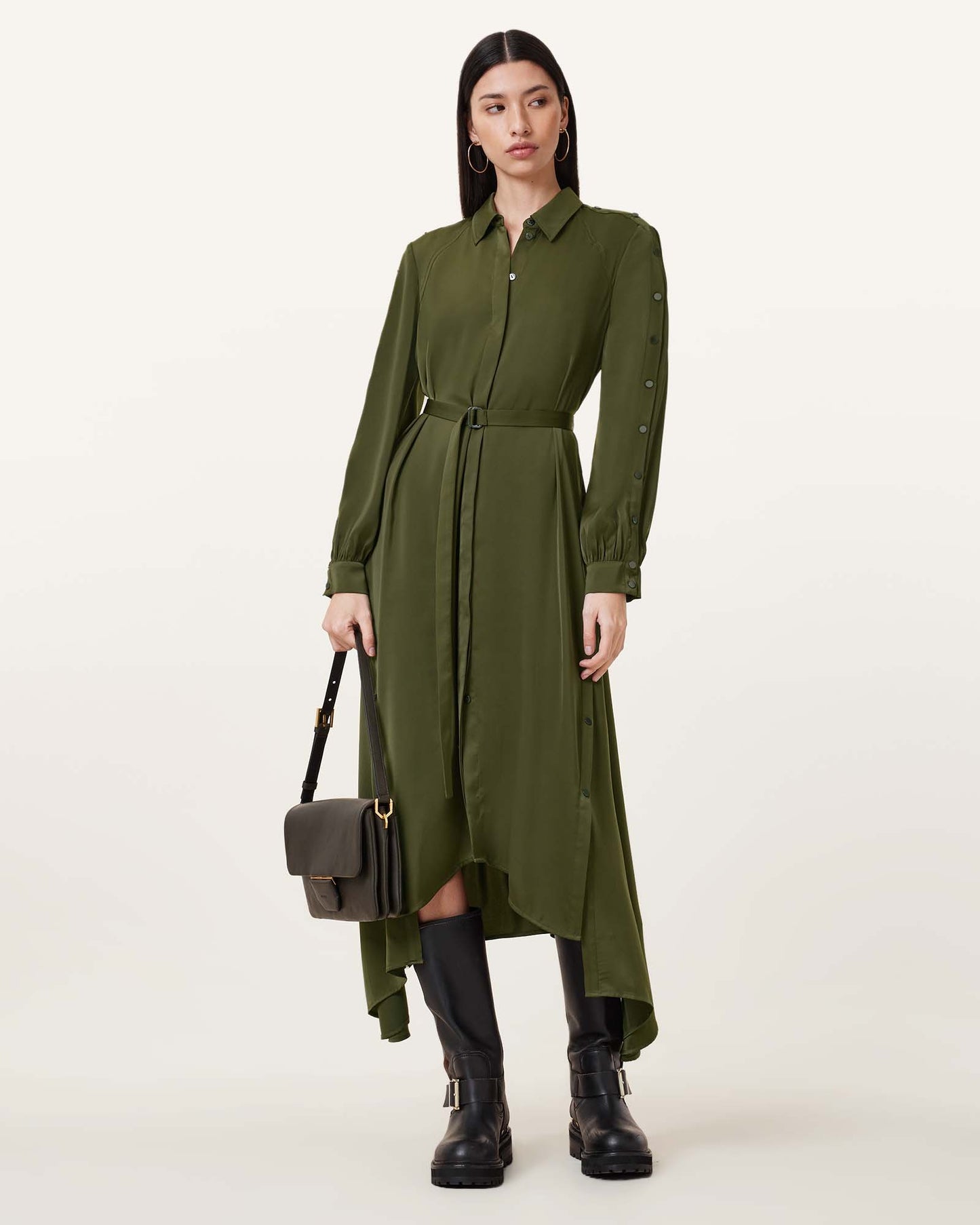 RIFLE GREEN Color Lexi Dress from AllSaints